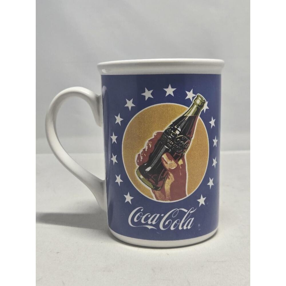 2000s Coca-Cola Patriotic "Forever Coke" Coffee Mug 14oz R/W/B Stars Stripes